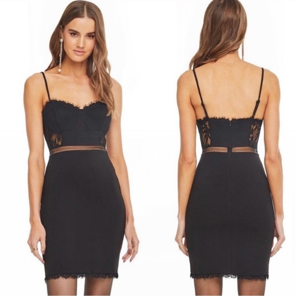 ASTR The Label Dream On Lace Bustier Cutout Black Mini Dress 
Size: S